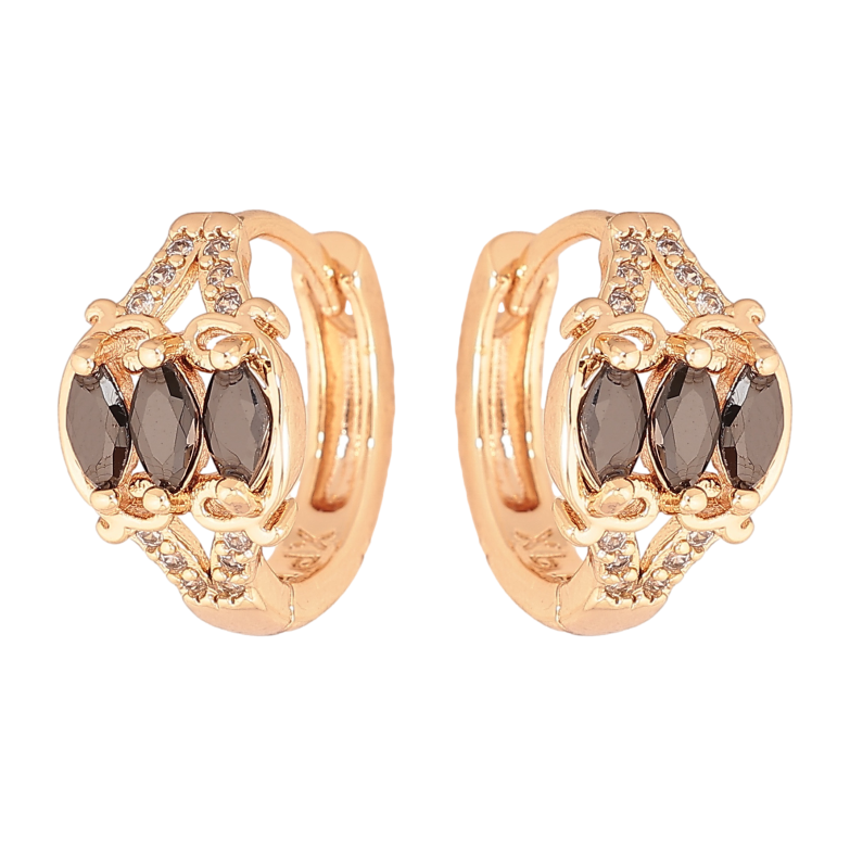 Серьги Xuping M&L цвет 18K колечки "Инкрустация черными кристаллами" фото №1