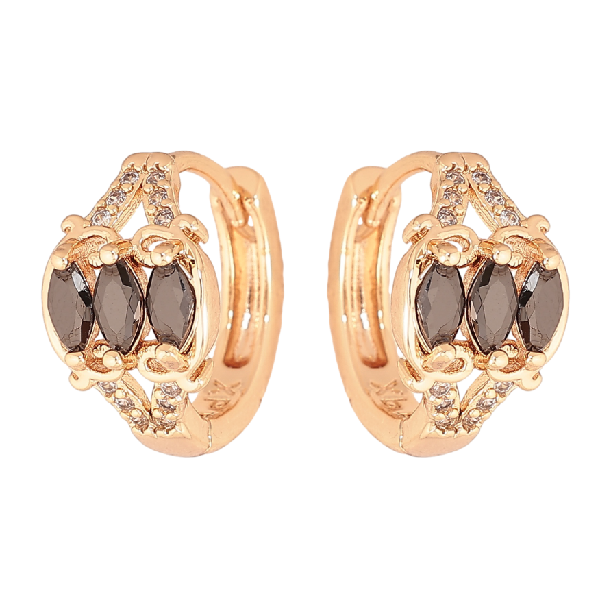 Серьги Xuping M&L цвет 18K колечки "Инкрустация черными кристаллами" фото №1
