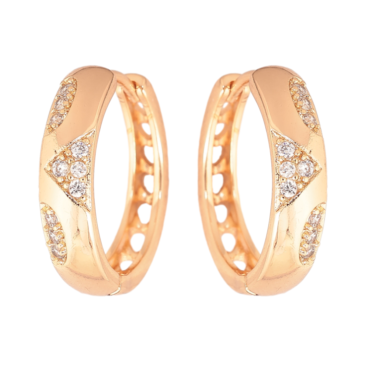 Серьги Xuping M&L цвет 18K колечки "Узор с кристаллами" фото №10