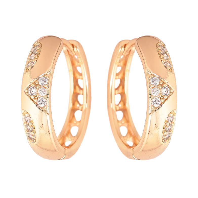 Серьги Xuping M&L цвет 18K колечки "Узор с кристаллами" фото №1