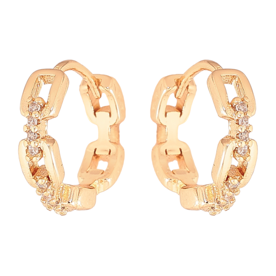 Сережки Xuping M&L колір 18K колечка "Візерунок з кристалами" фото №1