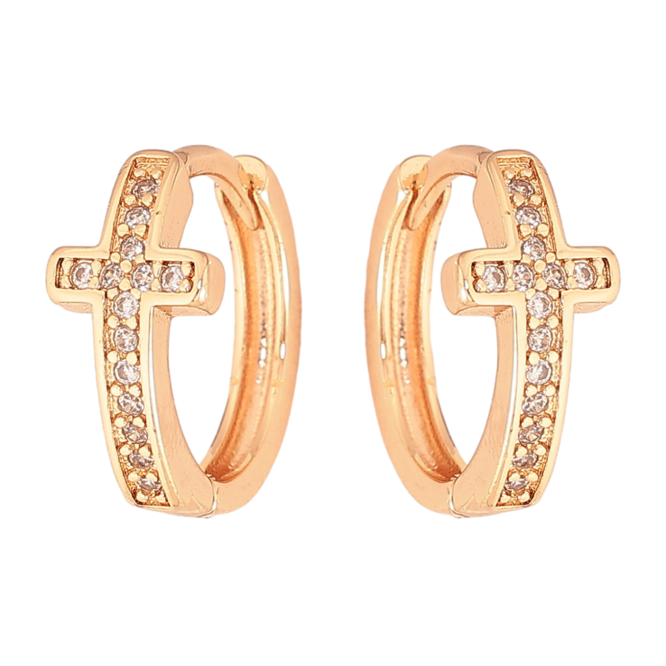 Сережки Xuping M&L колір 18K колечка "Хрестики з кристалами" фото №2