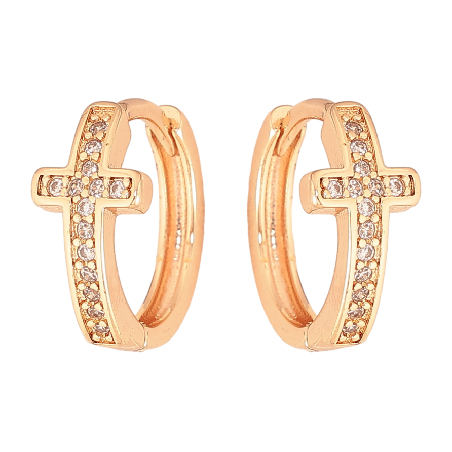 Серьги Xuping M&L цвет 18K колечки "Крестики с кристаллами" фото №1