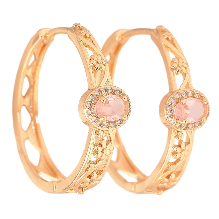 Сережки Xuping M&L колір 18K колечка "Квітковий візерунок з рожевою кристальною вставкою" фото №20 Сережки Xuping M&L колір 18K колечка "Квітковий візерунок з рожевою кристальною вставкою" фото №20