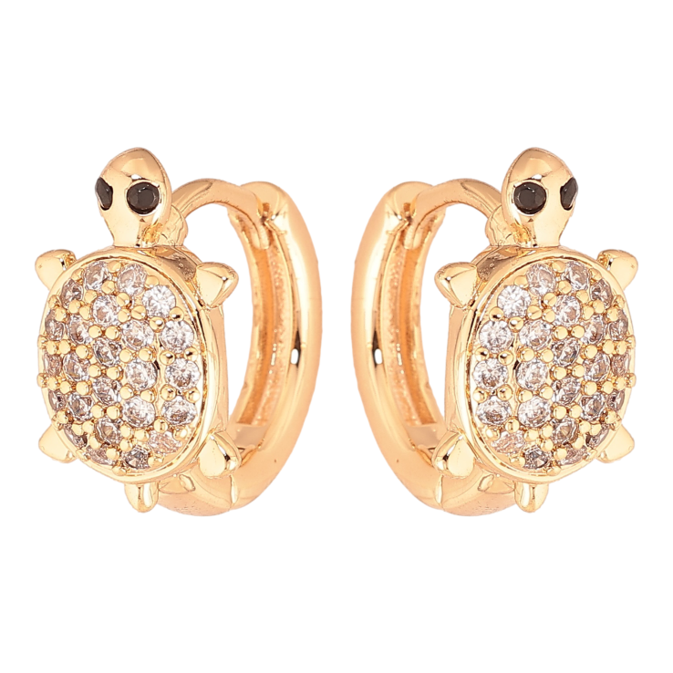 Серьги Xuping M&L цвет 18K колечки "Черепахи с кристаллами" фото №2