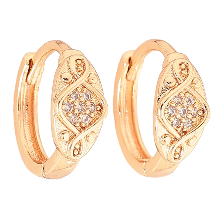 Сережки Xuping M&L колір 18K колечка "Візерунок з кристалами" фото №5