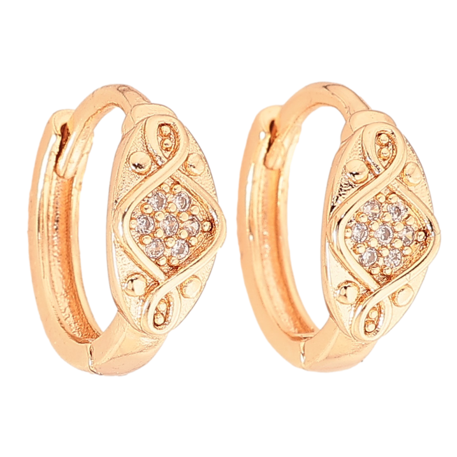 Сережки Xuping M&L колір 18K колечка "Візерунок з кристалами" фото №1