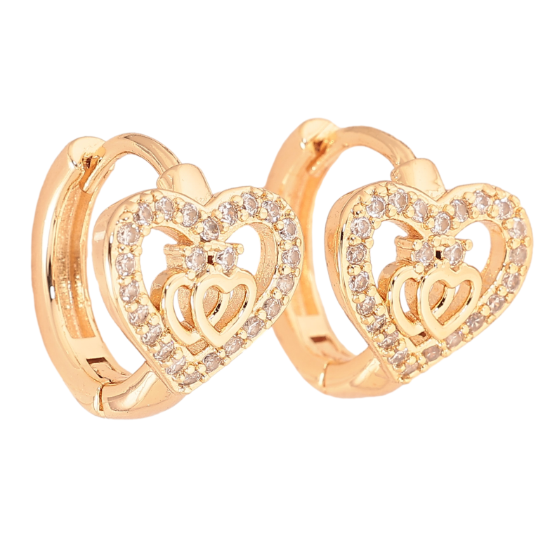 Серьги Xuping M&L цвет 18K колечки "Сердечки с кристаллами" фото №9