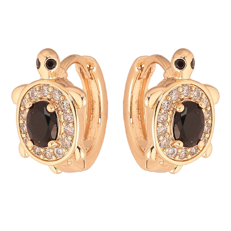 Сережки Xuping M&L колір 18K колечка "Черепашки з чорними кристалами" фото №19 Сережки Xuping M&L колір 18K колечка "Черепашки з чорними кристалами" фото №19