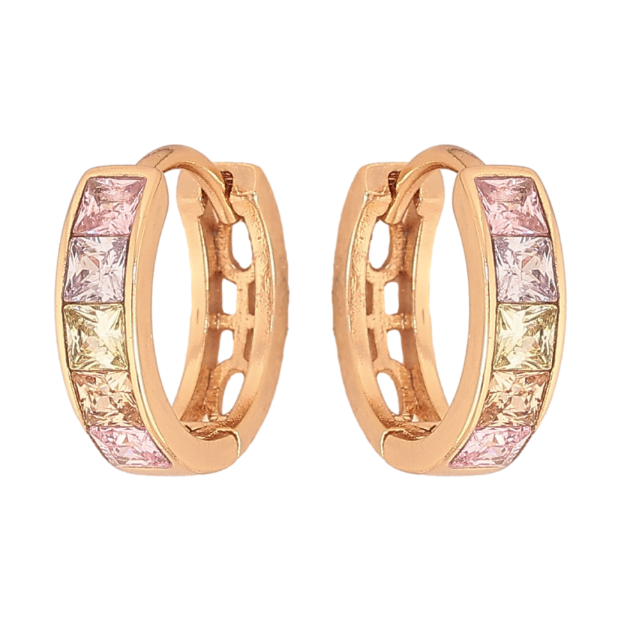 Сережки Xuping M&L колір 18K колечка "Доріжки кольорових кристалів" фото №1 Сережки Xuping M&L колір 18K колечка "Доріжки кольорових кристалів" фото №1