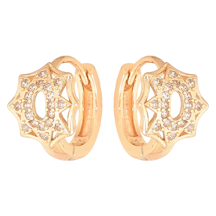 Сережки Xuping M&L колір 18K колечка "Візерунок з кристалами" фото №6