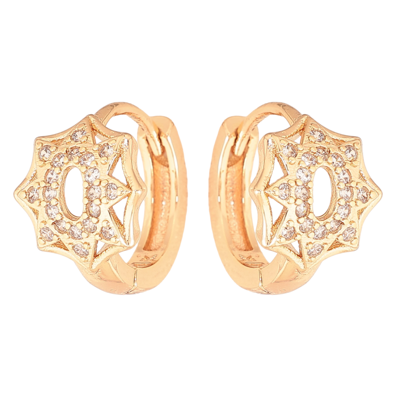 Сережки Xuping M&L колір 18K колечка "Візерунок з кристалами" фото №1