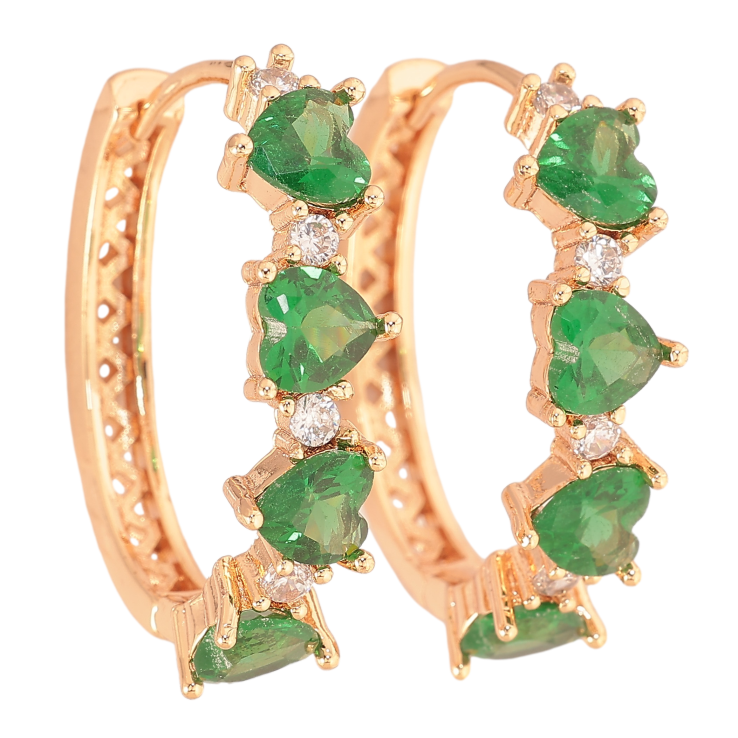 Сережки Xuping M&L колір 18K колечка "Візерунок із зеленими кристальними серцями" фото №13 Сережки Xuping M&L колір 18K колечка "Візерунок із зеленими кристальними серцями" фото №13