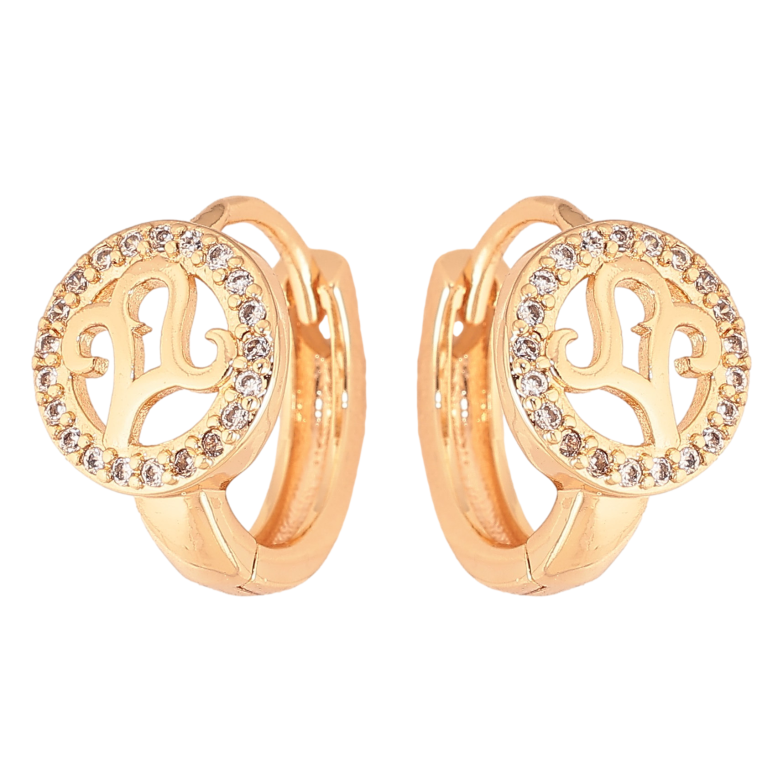 Серьги Xuping M&L цвет 18K колечки "Узор с кристаллами" фото №1