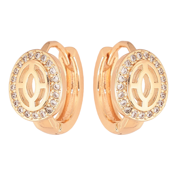 Сережки Xuping M&L колір 18K колечка "Візерунок з кристалами" фото №9