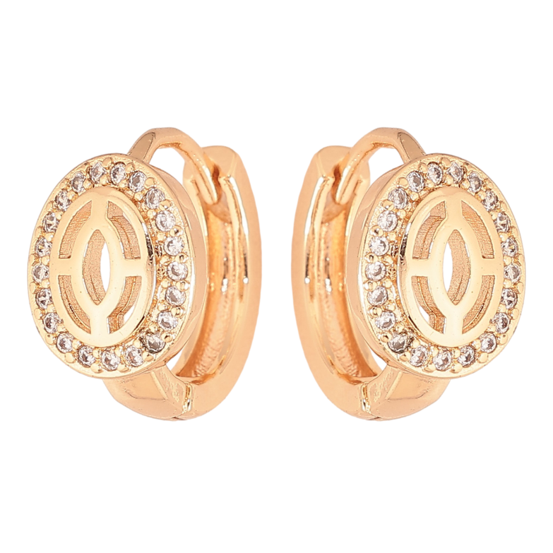 Серьги Xuping M&L цвет 18K колечки "Узор с кристаллами" фото №1