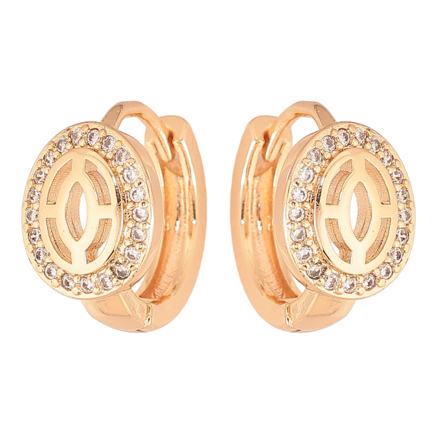 Сережки Xuping M&L колір 18K колечка "Візерунок з кристалами" фото №1