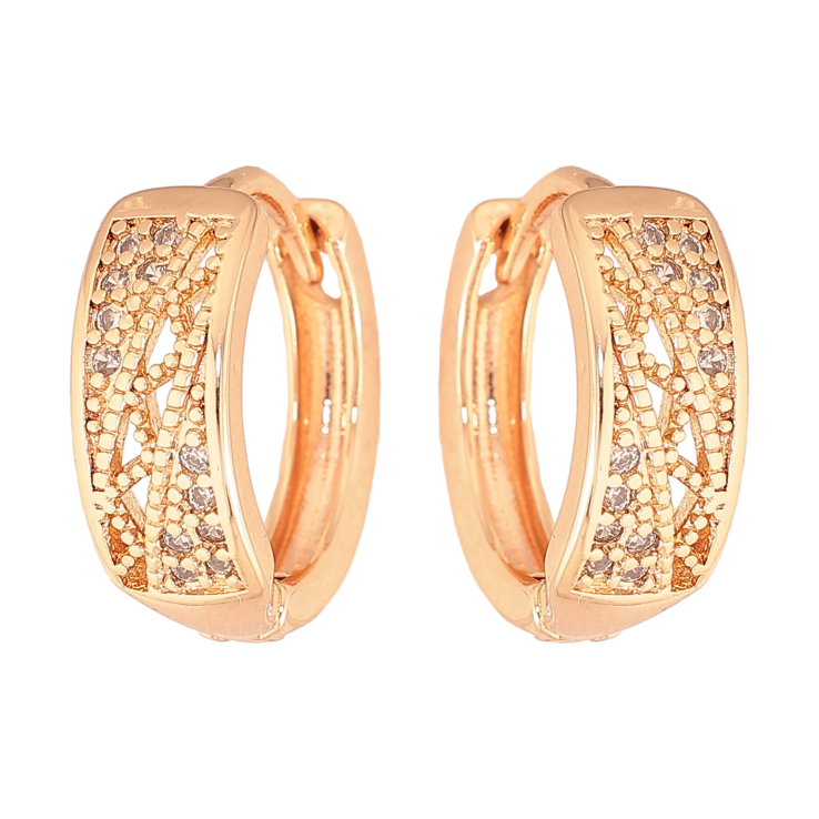 Сережки Xuping M&L колір 18K колечка "Візерунок з кристалами" фото №18 Сережки Xuping M&L колір 18K колечка "Візерунок з кристалами" фото №18