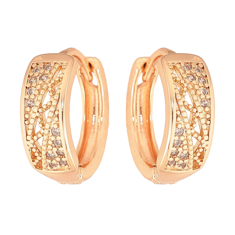 Серьги Xuping M&L цвет 18K колечки "Узор с кристаллами" фото №1