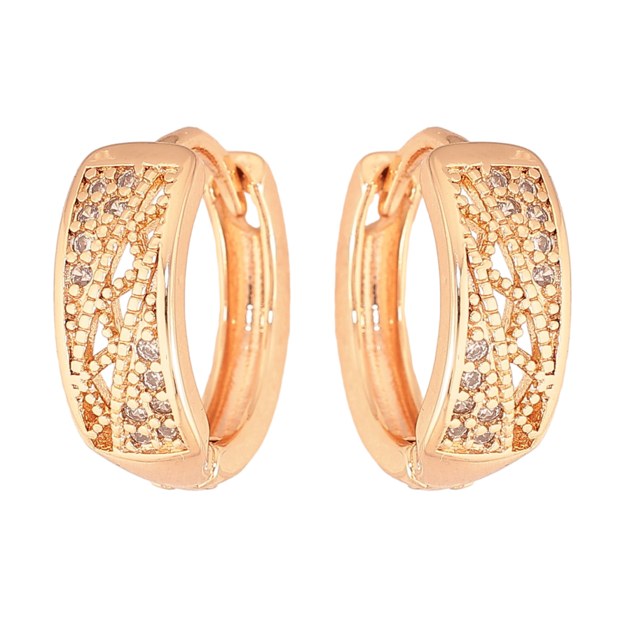 Серьги Xuping M&L цвет 18K колечки "Узор с кристаллами" фото №1