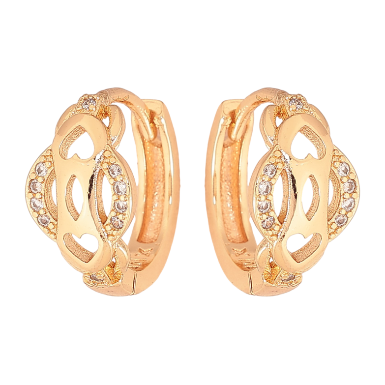 Серьги Xuping M&L цвет 18K колечки "Узор с кристаллами" фото №1 Серьги Xuping M&L цвет 18K колечки "Узор с кристаллами" фото №1