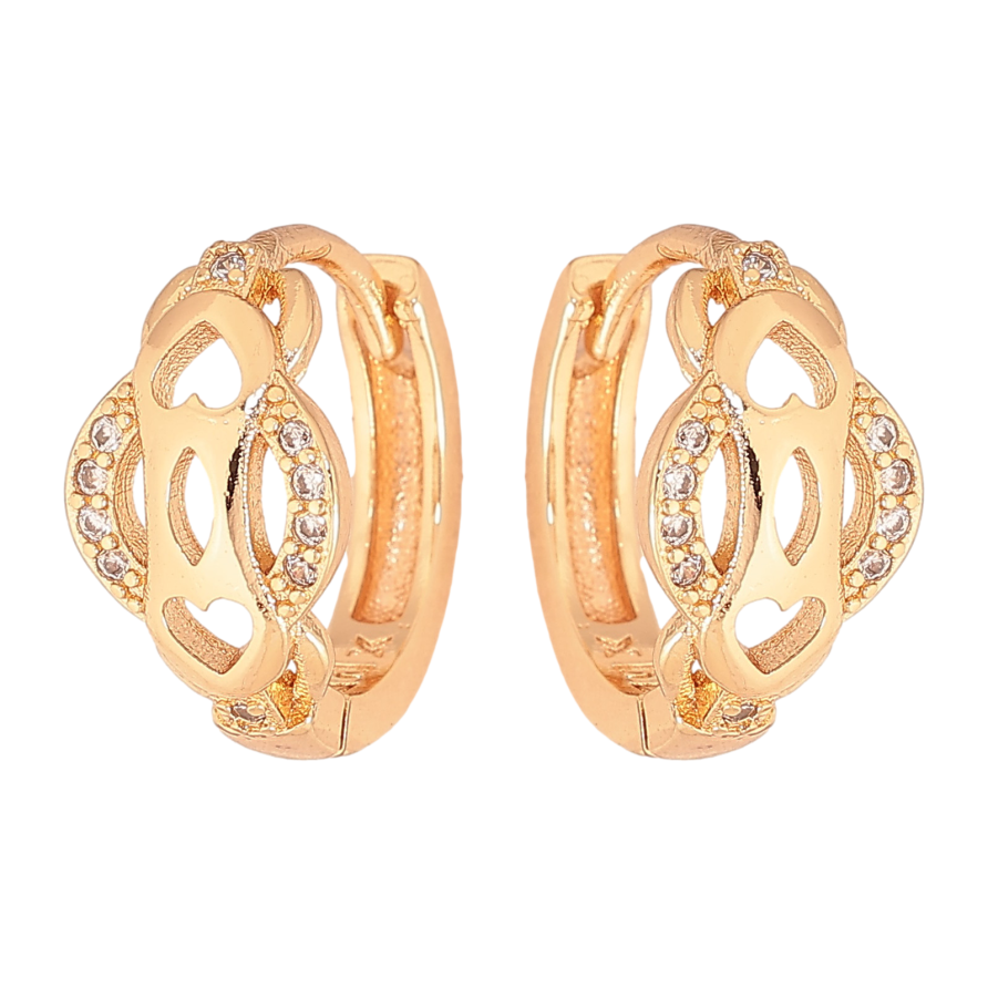 Серьги Xuping M&L цвет 18K колечки "Узор с кристаллами" фото №1 Серьги Xuping M&L цвет 18K колечки "Узор с кристаллами" фото №1