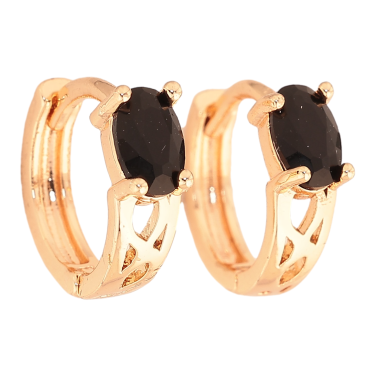 Серьги Xuping M&L цвет 18K колечки "Узор с черными кристаллами" фото №18