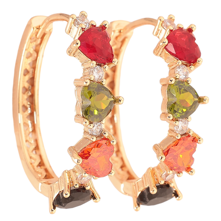 Сережки Xuping M&L колір 18K колечка "Візерунок з різнокольоровими кристальними серцями" фото №9 Сережки Xuping M&L колір 18K колечка "Візерунок з різнокольоровими кристальними серцями" фото №9