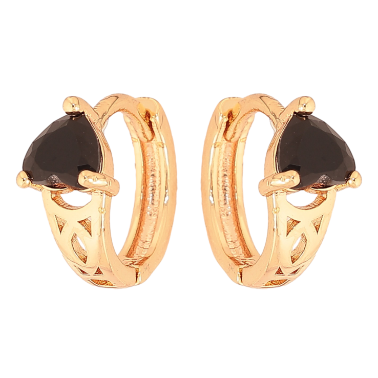 Сережки Xuping M&L колір 18K колечка "Візерунок з чорними кристалами" фото №25