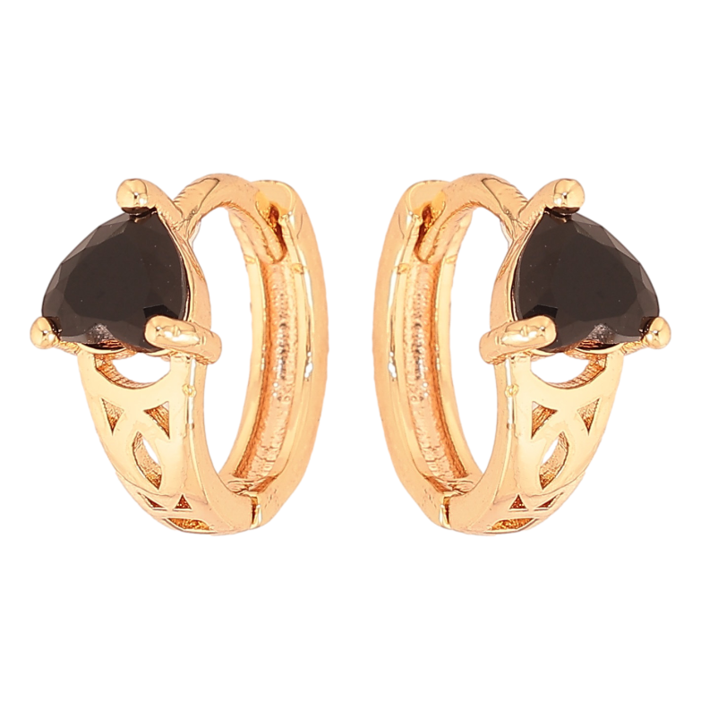 Серьги Xuping M&L цвет 18K колечки "Узор с черными кристаллами" фото №1 Серьги Xuping M&L цвет 18K колечки "Узор с черными кристаллами" фото №1