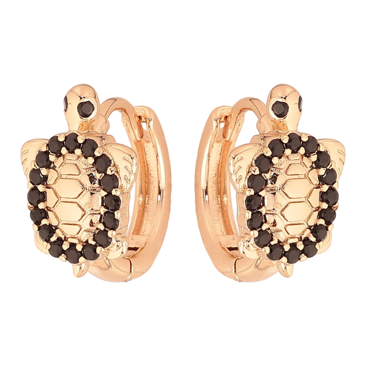 Сережки Xuping M&L колір 18K колечка "Черепахи з чорними кристалами" фото №21