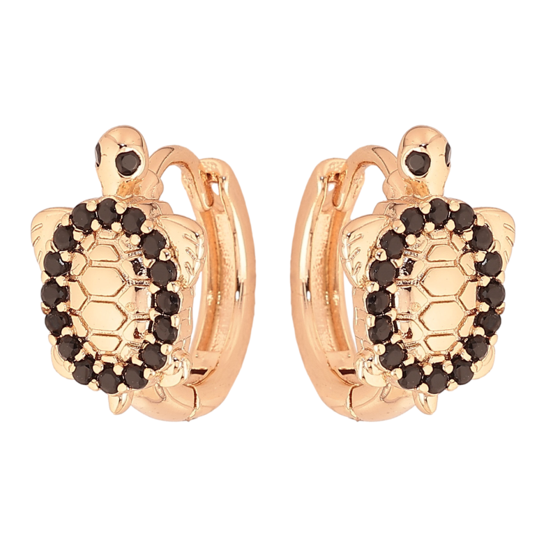 Серьги Xuping M&L цвет 18K колечки "Черепахи с черными кристаллами" фото №1 Серьги Xuping M&L цвет 18K колечки "Черепахи с черными кристаллами" фото №1