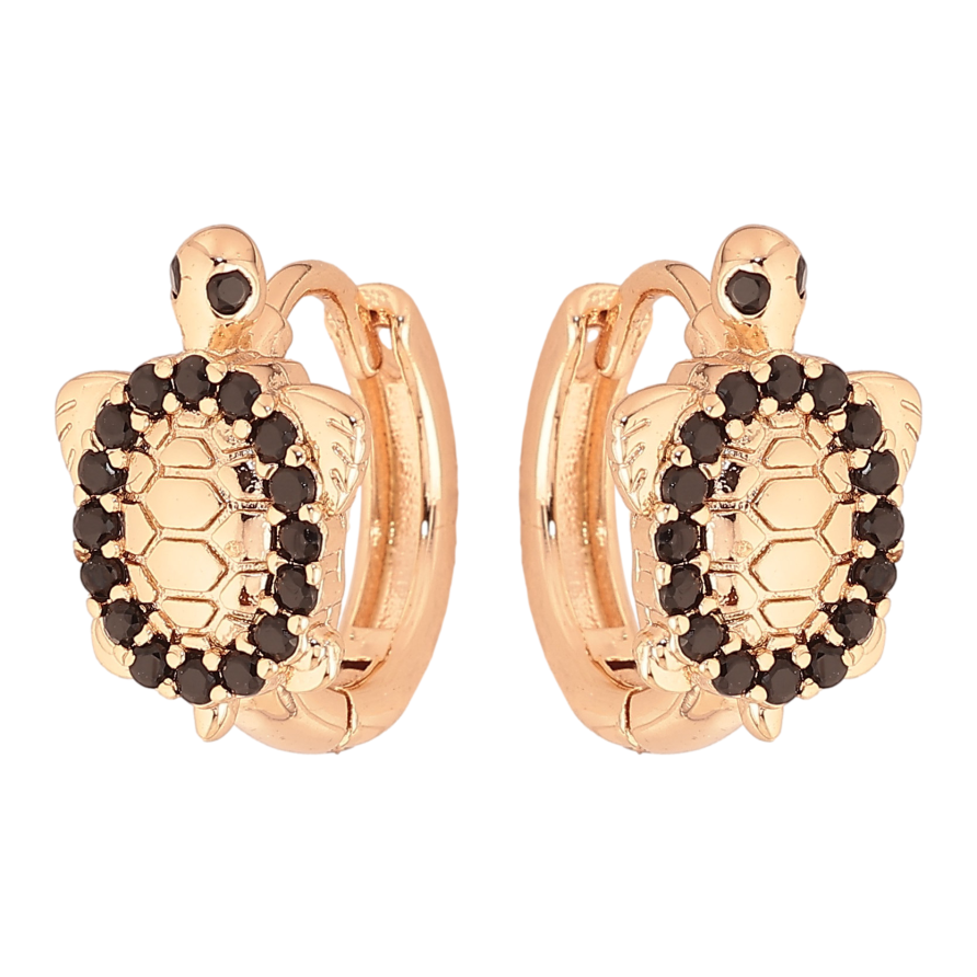 Серьги Xuping M&L цвет 18K колечки "Черепахи с черными кристаллами" фото №1 Серьги Xuping M&L цвет 18K колечки "Черепахи с черными кристаллами" фото №1