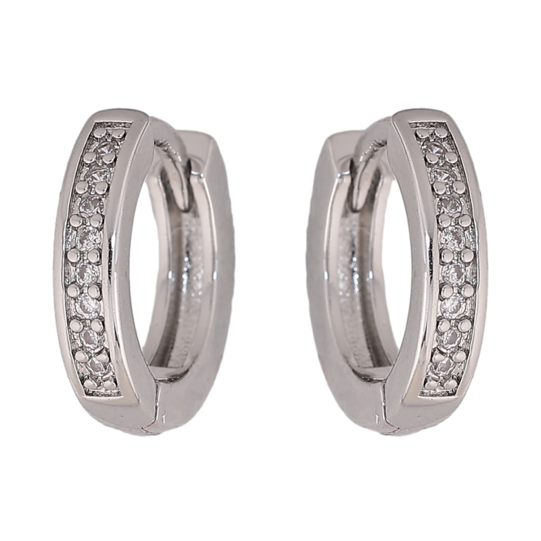 Серьги Xuping M&L цвет Родий колечки "Дорожки кристаллов" фото №2