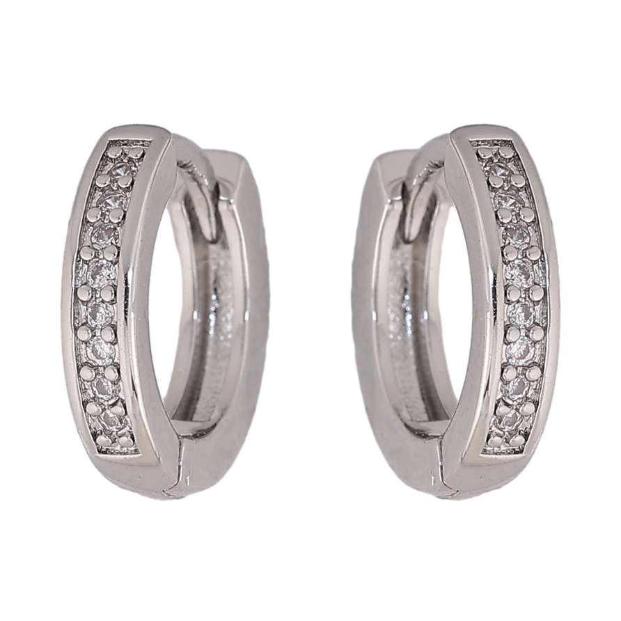 Сережки Xuping M&L колір Родій колечка "Доріжки кристалів" фото №1