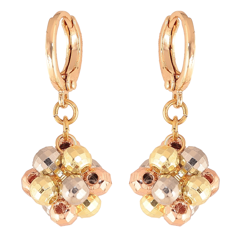 Сережки Xuping M&L колір 18К+14К+РО+Родій підвіски на колечках "Кульки з намистин" фото №1