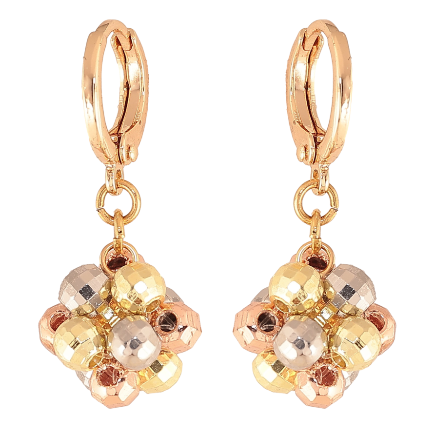 Сережки Xuping M&L колір 18К+14К+РО+Родій підвіски на колечках "Кульки з намистин" фото №1