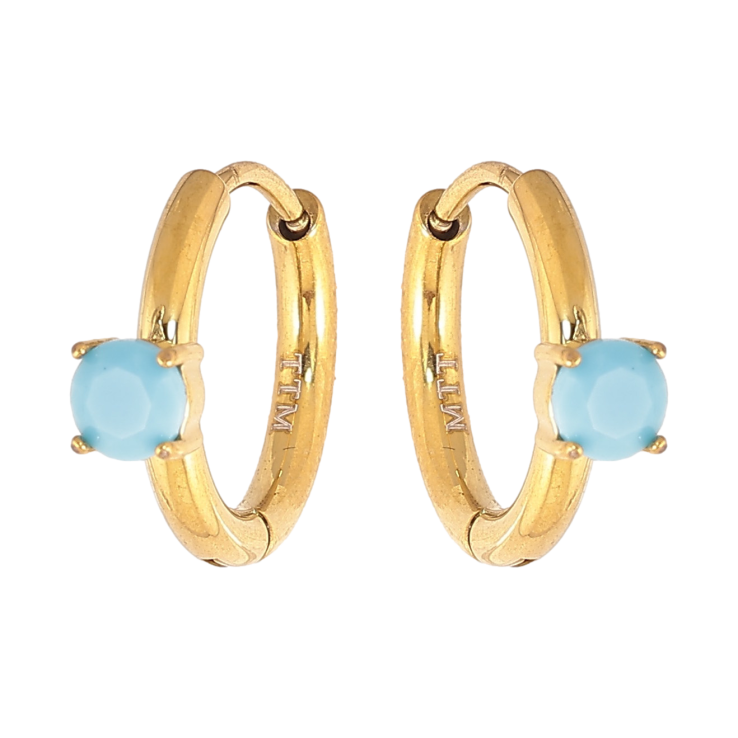 Серьги Xuping TTM Stainless Steel цвет 14К колечки "Голубые кристаллы" фото №15