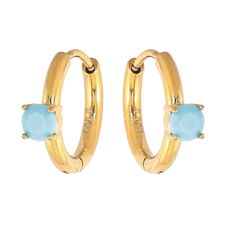 Серьги Xuping TTM Stainless Steel цвет 14К колечки "Голубые кристаллы" фото №1 Серьги Xuping TTM Stainless Steel цвет 14К колечки "Голубые кристаллы" фото №1