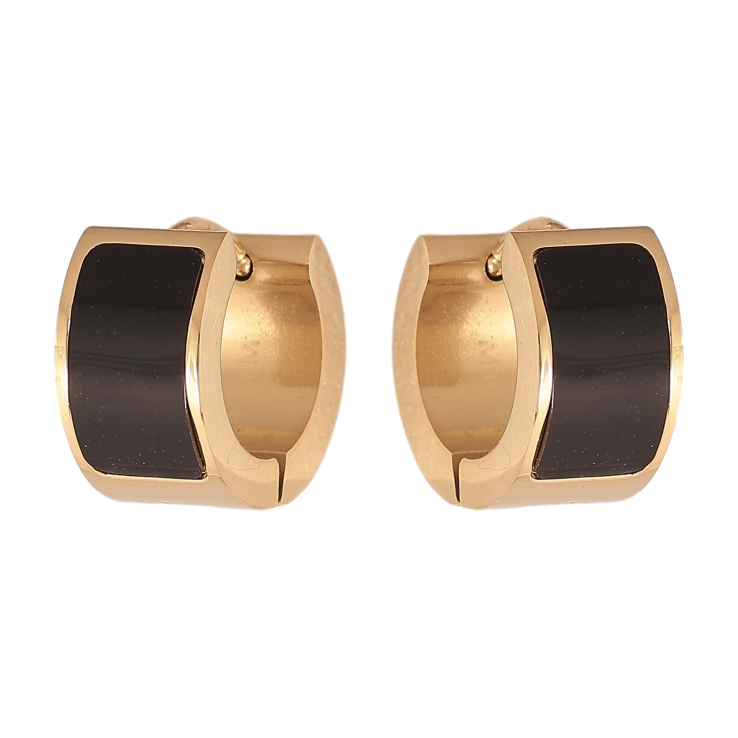 Серьги Xuping TTM Stainless Steel цвет 14К колечки "Черные вставки" фото №18