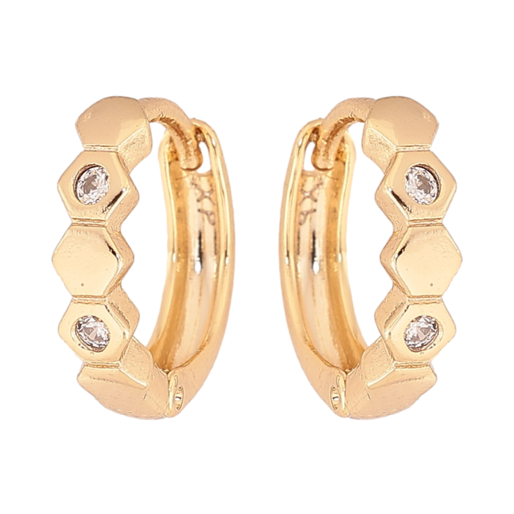 Сережки Xuping колір Позолота 14K колечка "Візерунок з кристалами" фото №9 Сережки Xuping колір Позолота 14K колечка "Візерунок з кристалами" фото №9