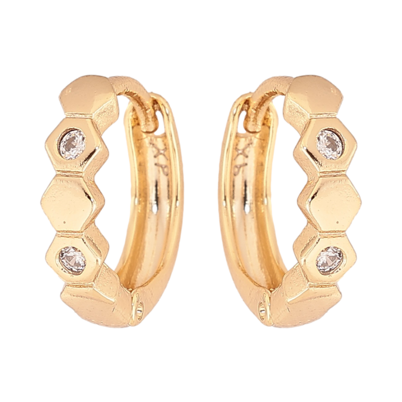 Сережки Xuping колір Позолота 14K колечка "Візерунок з кристалами" фото №1