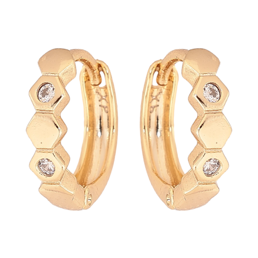 Сережки Xuping колір Позолота 14K колечка "Візерунок з кристалами" фото №1