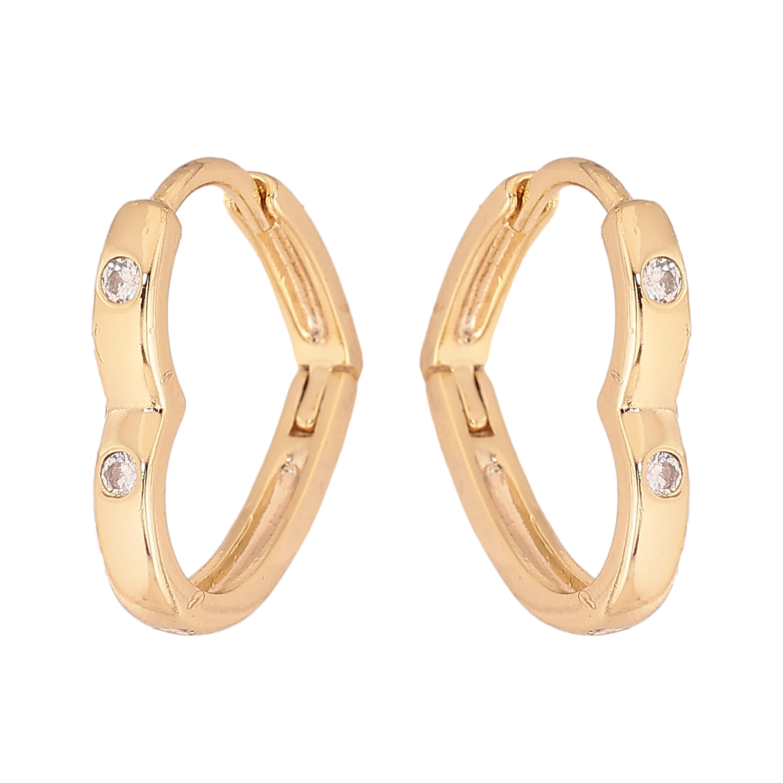 Сережки Xuping колір Позолота 14K колечка "Сердечки з кристалами" фото №9