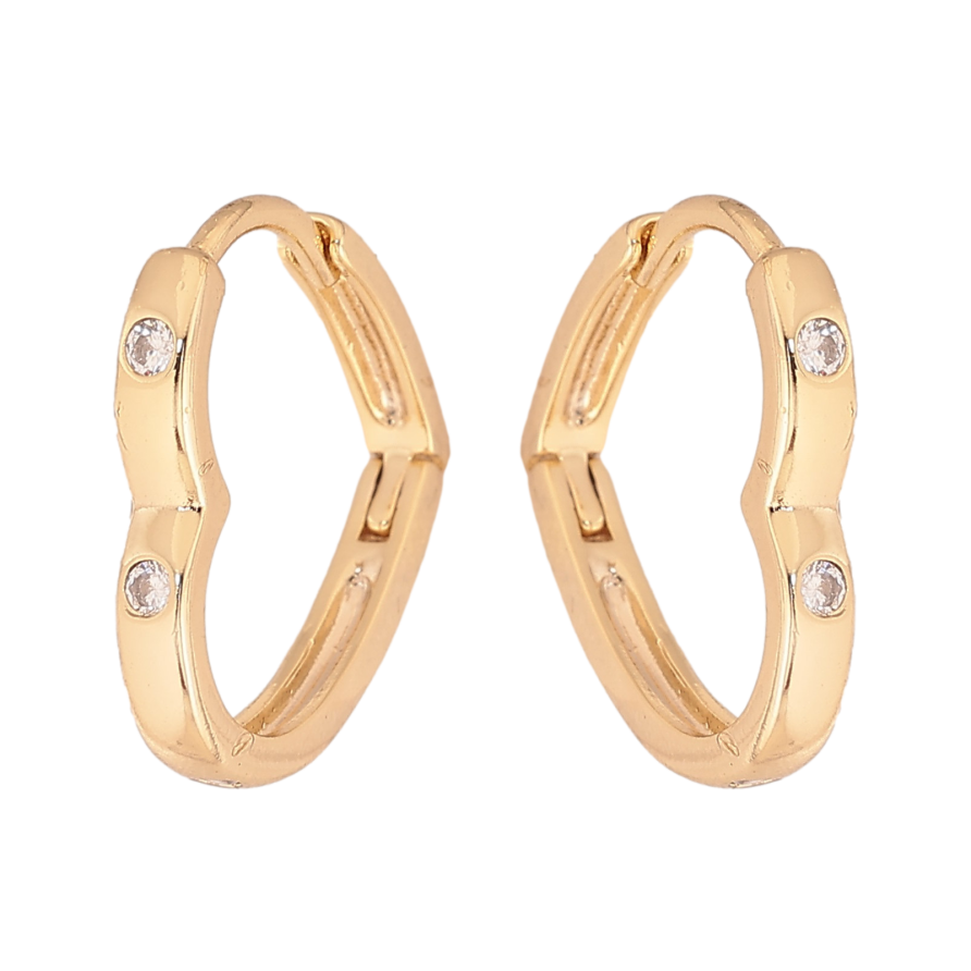 Сережки Xuping колір Позолота 14K колечка "Сердечки з кристалами" фото №1