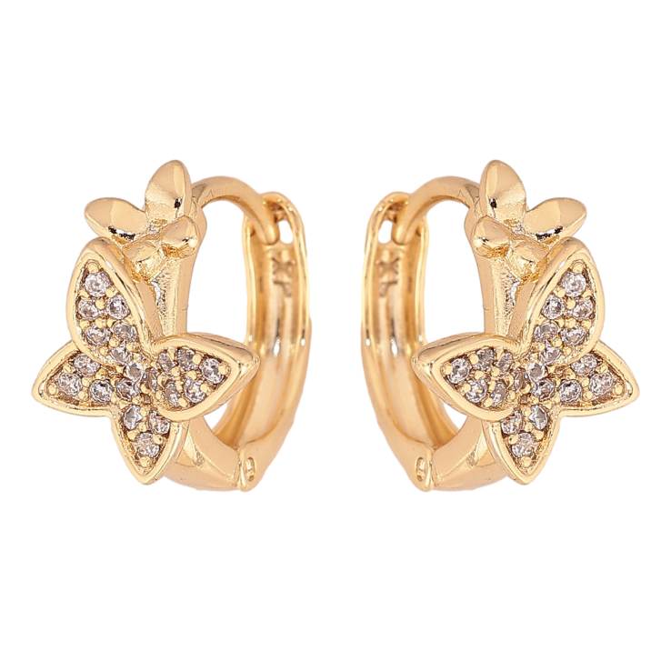 Серьги Xuping цвет Позолота 14K колечки "Бабочки с кристаллами" фото №9 Серьги Xuping цвет Позолота 14K колечки "Бабочки с кристаллами" фото №9