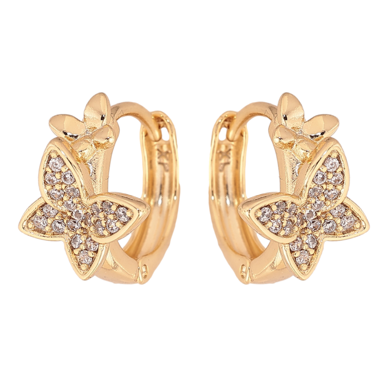 Серьги Xuping цвет Позолота 14K колечки "Бабочки с кристаллами" фото №3