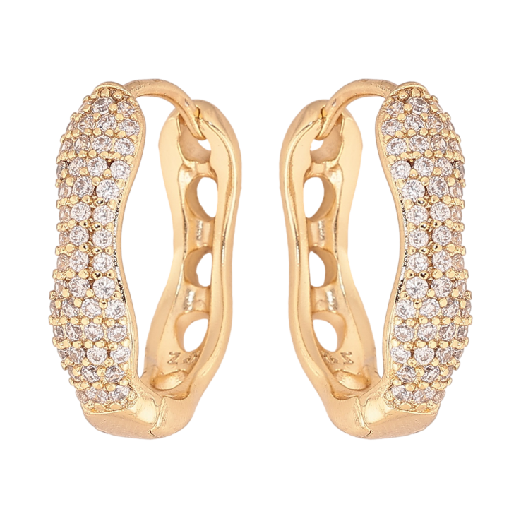 Сережки Xuping колір Позолота 14K колечка "Інкрустація кристалами" фото №5 Сережки Xuping колір Позолота 14K колечка "Інкрустація кристалами" фото №5