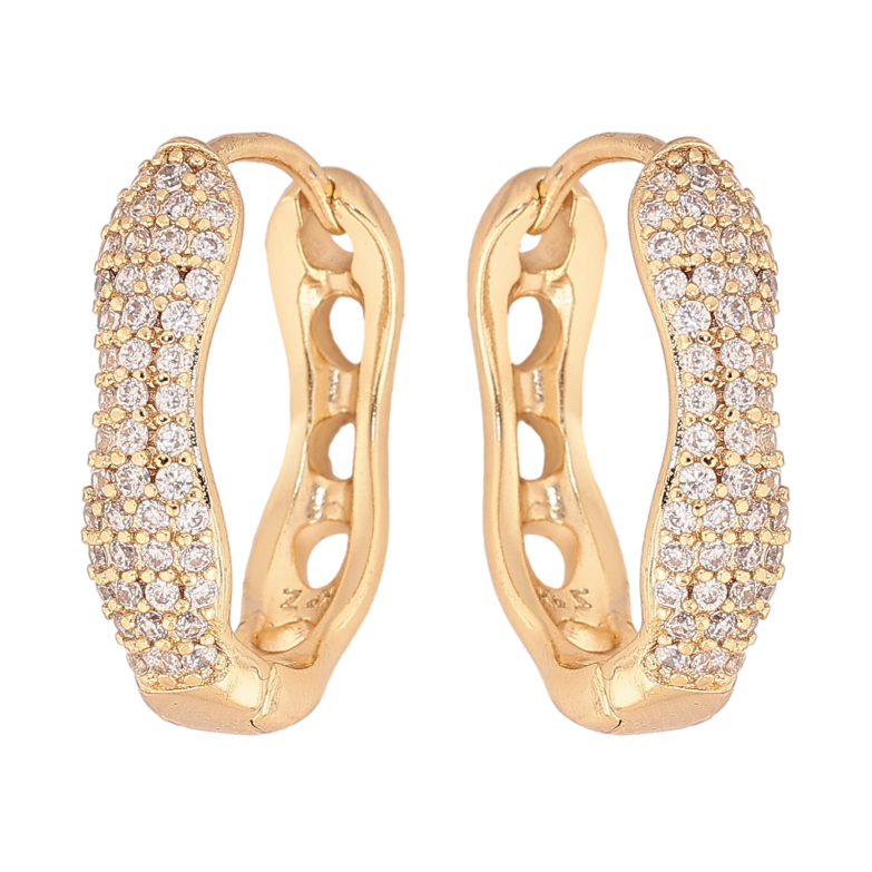 Сережки Xuping колір Позолота 14K колечка "Інкрустація кристалами" фото №4