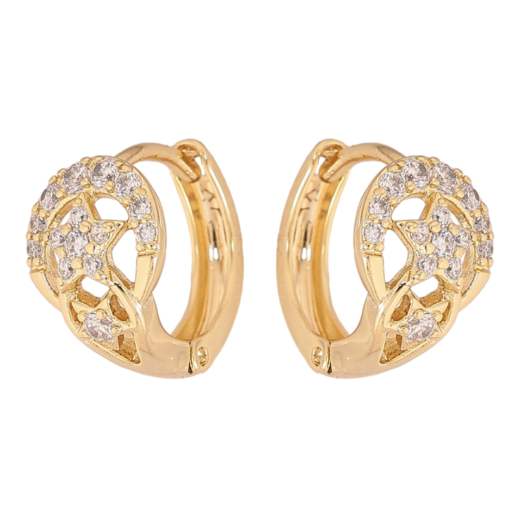 Сережки Xuping колір Позолота 14K колечка "Візерунок з кристалами" фото №6